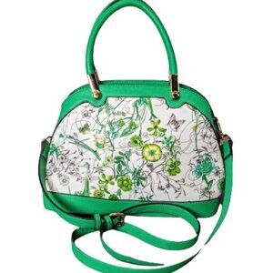Dasein Apple Green Floral Faux Leather Satchel Bag